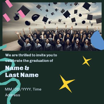 Blue and Pink Graduation Party Invitation Post