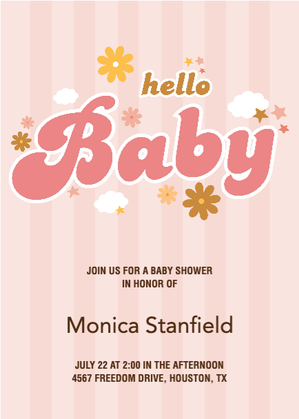 Template Charming Pink Baby Shower Invitation Poster