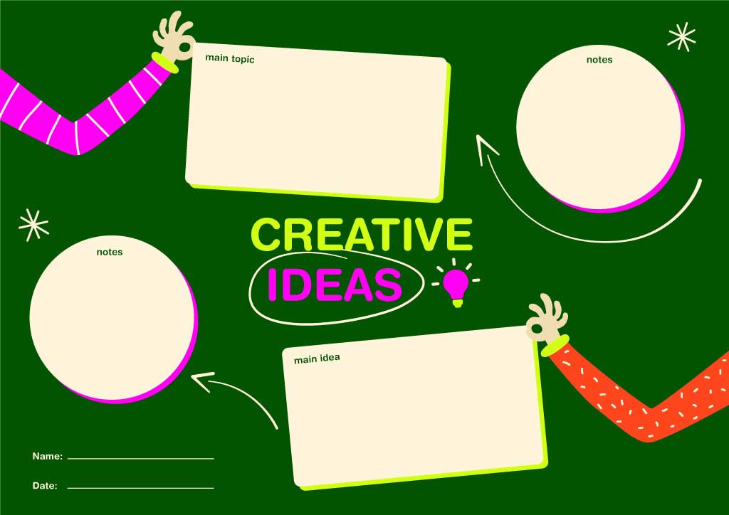 Template Green and Pink Creative Ideas Workshop Poster