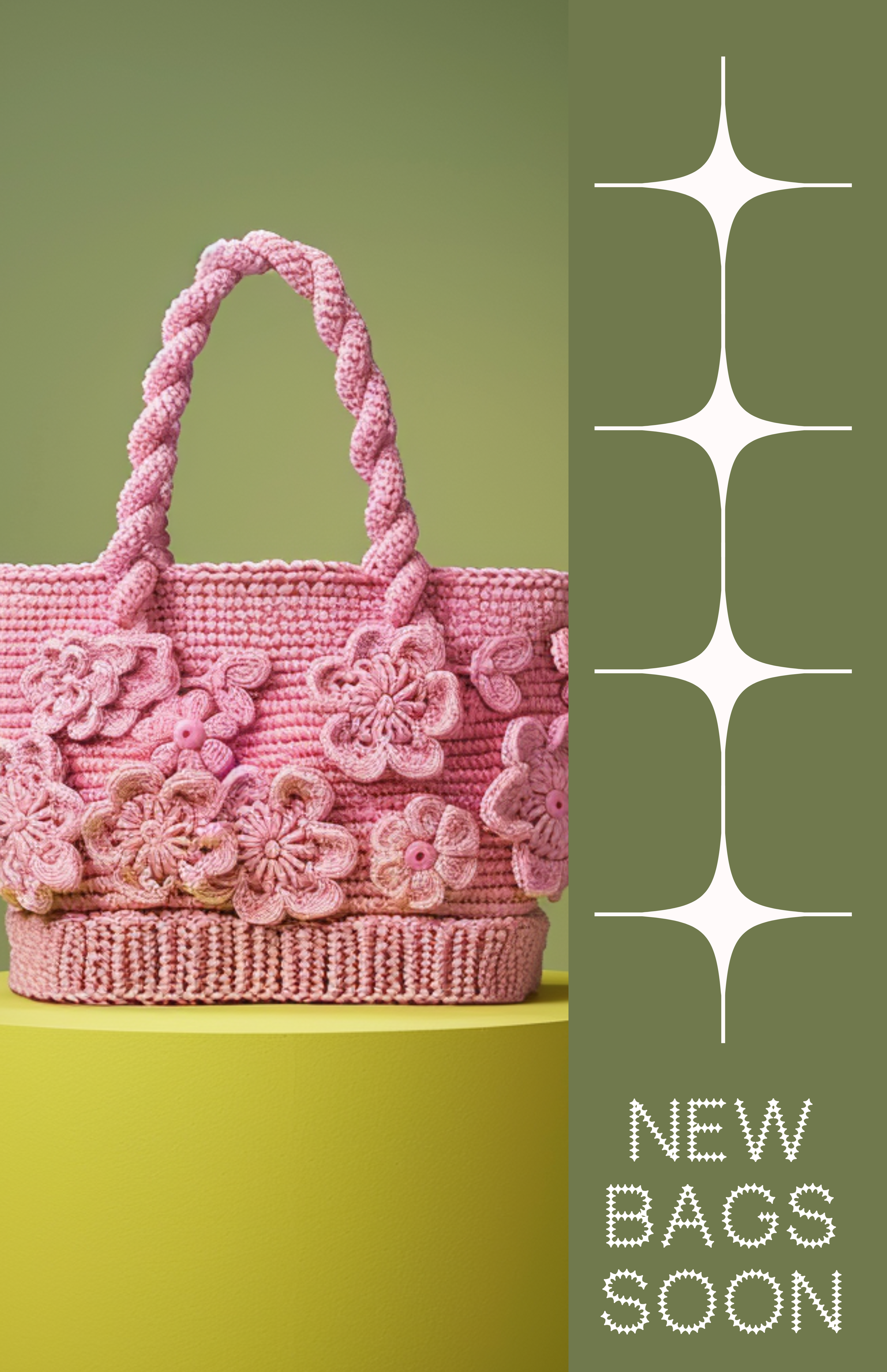 Template Charming Pink Handbag Poster with Green