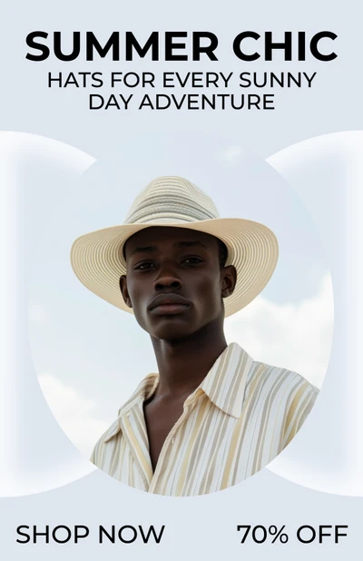 Template Stylish Summer Hats Poster in Cream