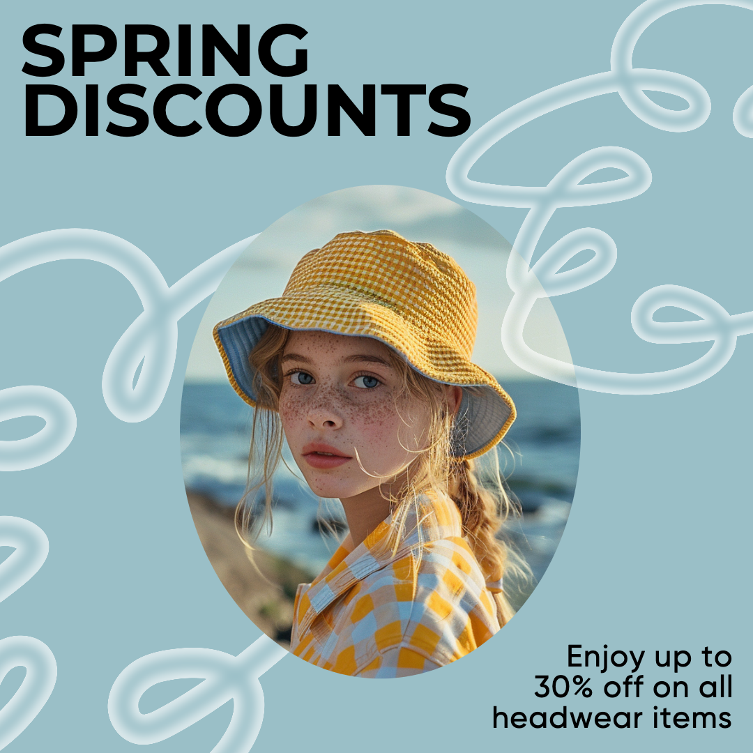 Template Spring Discounts Instagram Square in Blue Design