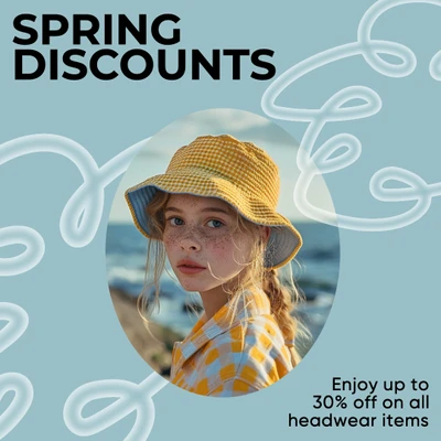 Template Spring Discounts Instagram Square in Blue Design