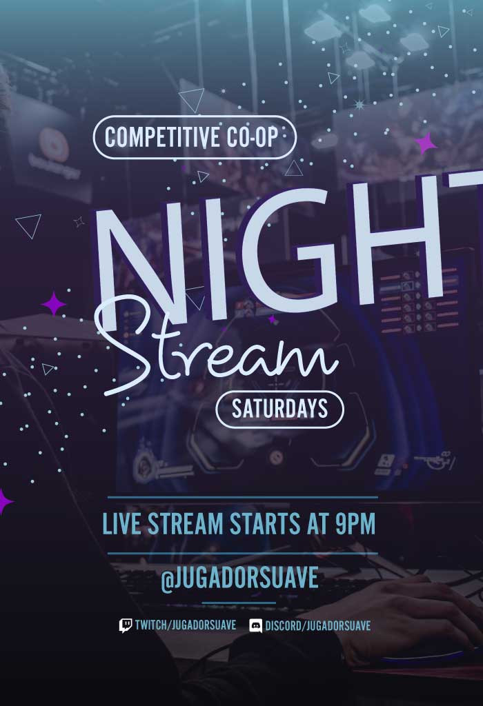 Template Saturday Night Gaming Stream Poster Purple Vibes