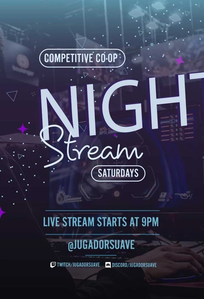 Template Saturday Night Gaming Stream Poster Purple Vibes