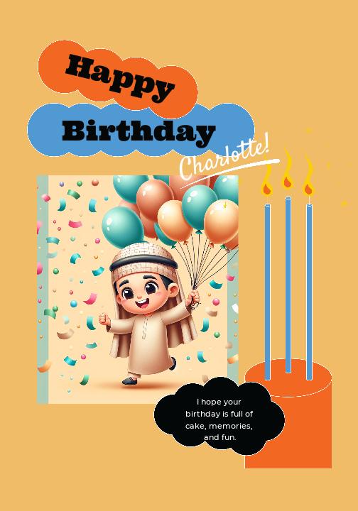 Joyful Blue and Orange Birthday Poster Design