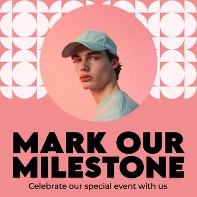Template Celebrate Milestone Instagram-Square Pink Event Post