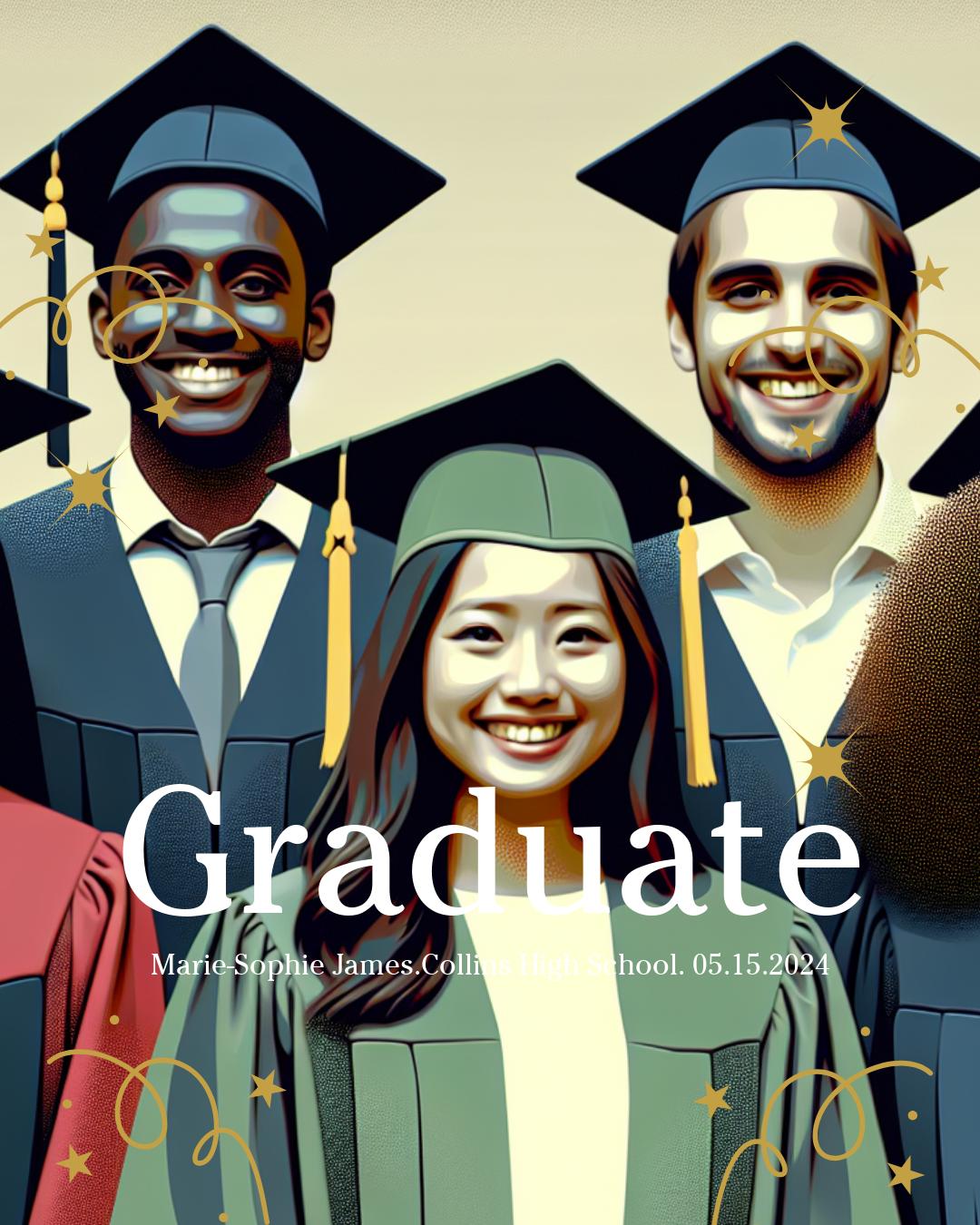 Elegant Black and Gold Graduate Poster Template