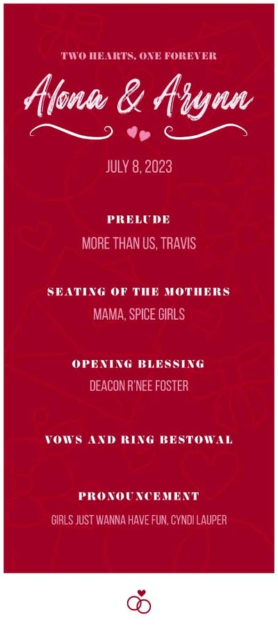 Template Elegant Red Wedding Program Poster