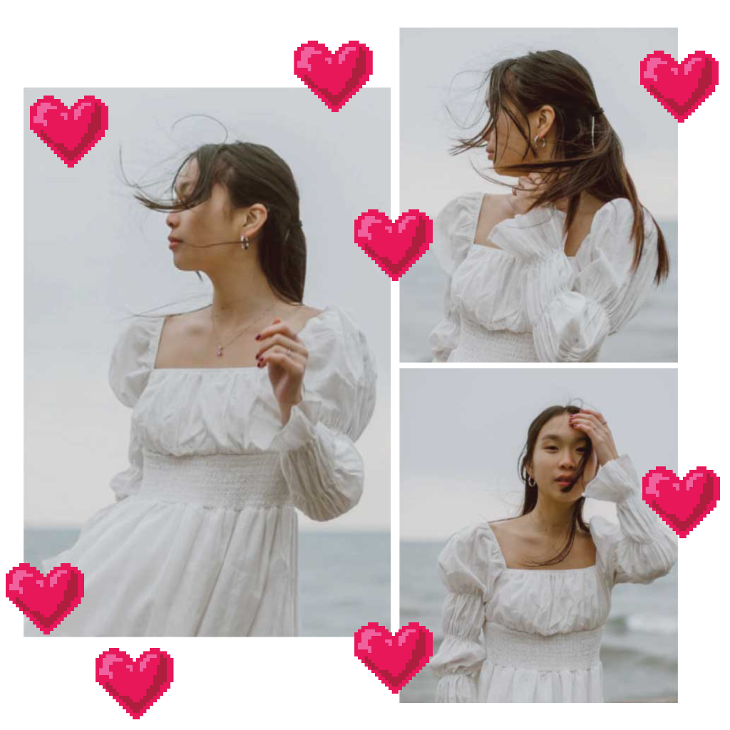 Template Romantic White Facebook-Profile-Photo with Pink Hearts