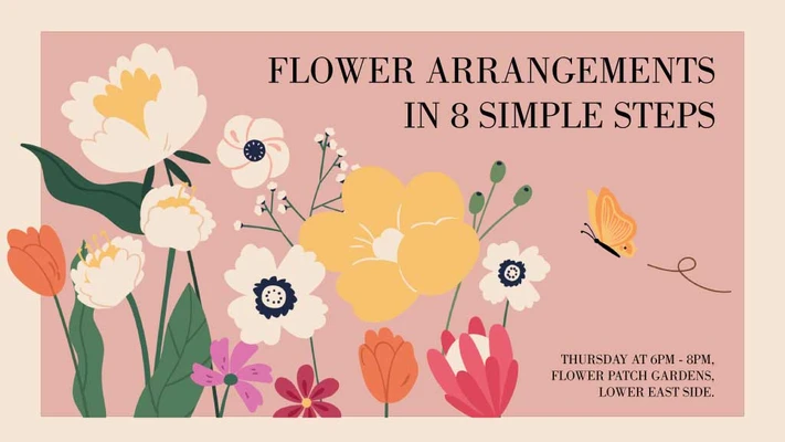 Template Chic Floral Workshop Poster in Peach and Cream