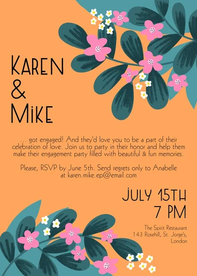 Template Orange Blossom Engagement Party Invitation Post