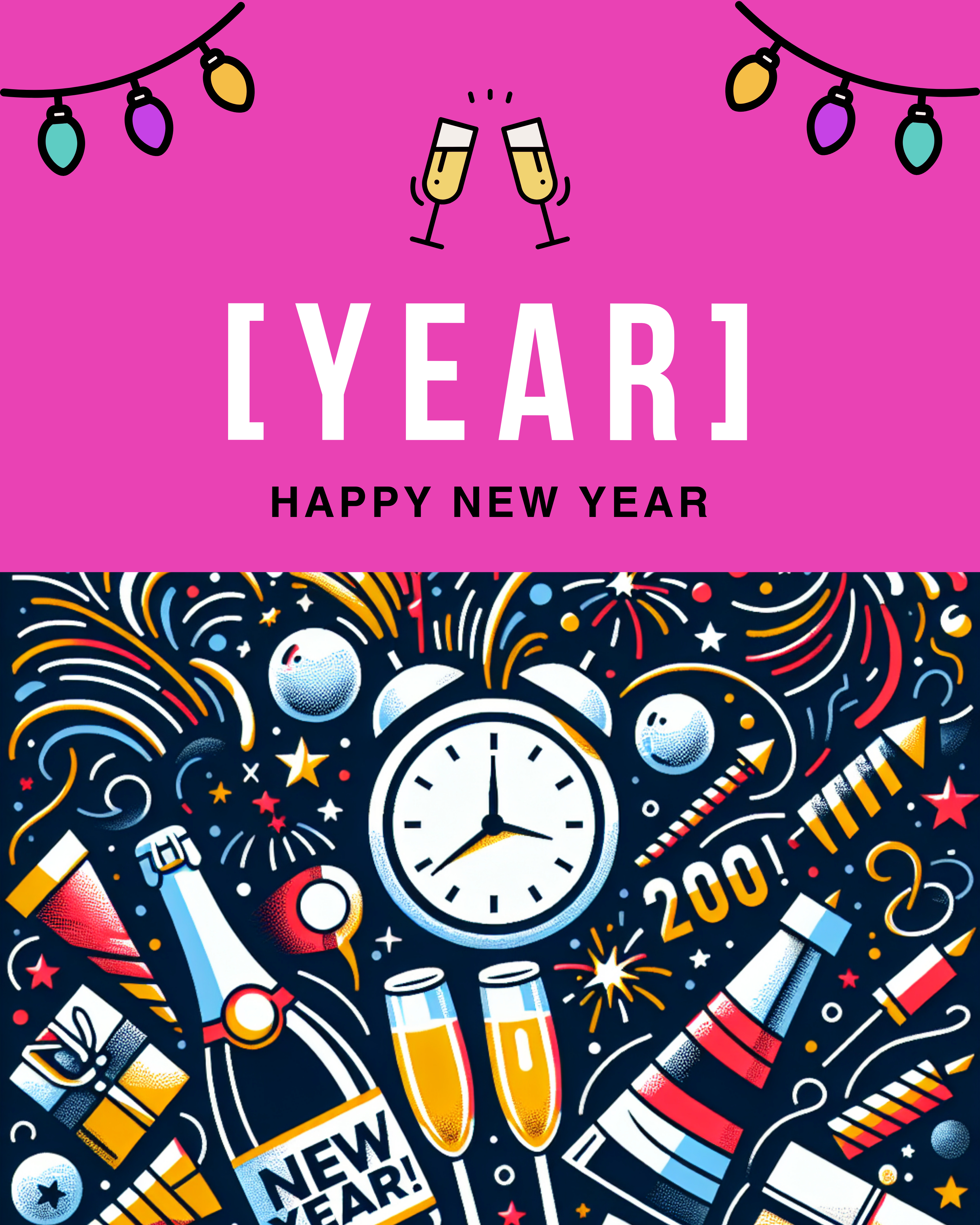 Joyful Pink New Year Celebration Poster