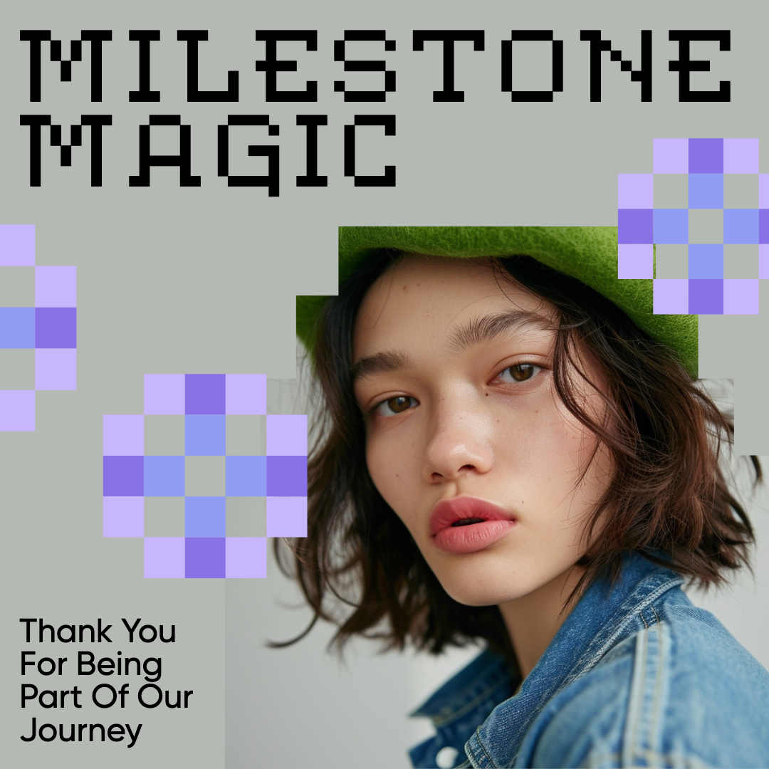 Milestone Magic Blue Pink Instagram Post Design