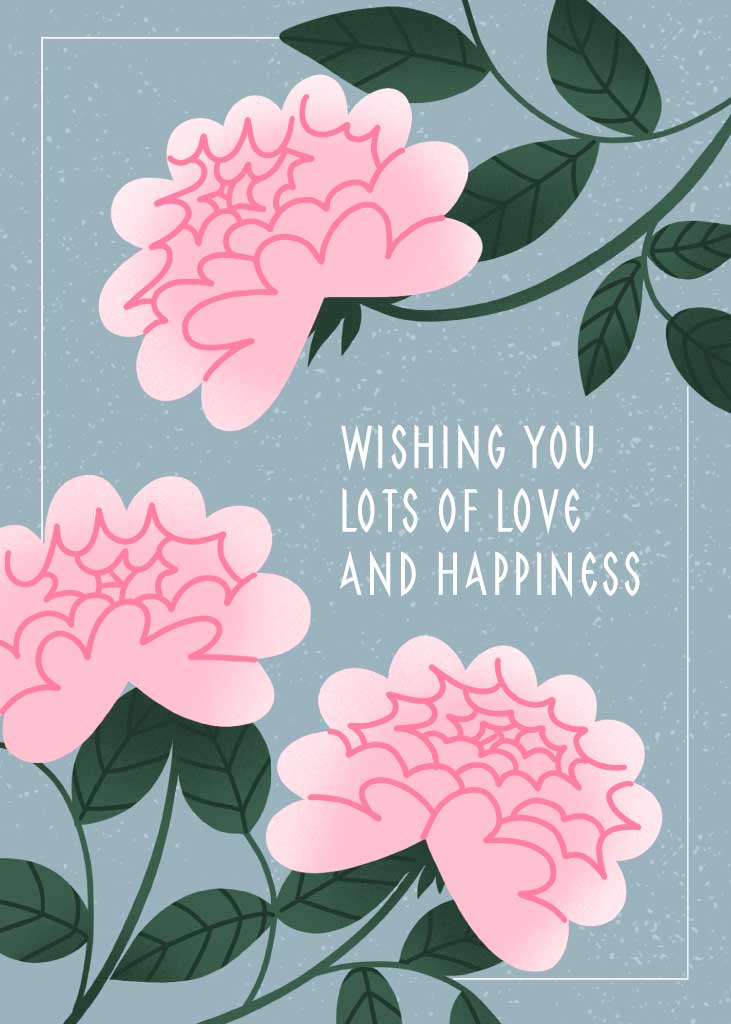 Template Elegant Blue Floral Greeting Card Post