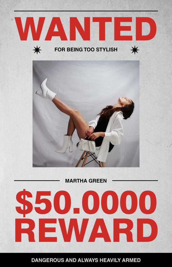 Template Red and White Fashion Wanted Poster Template