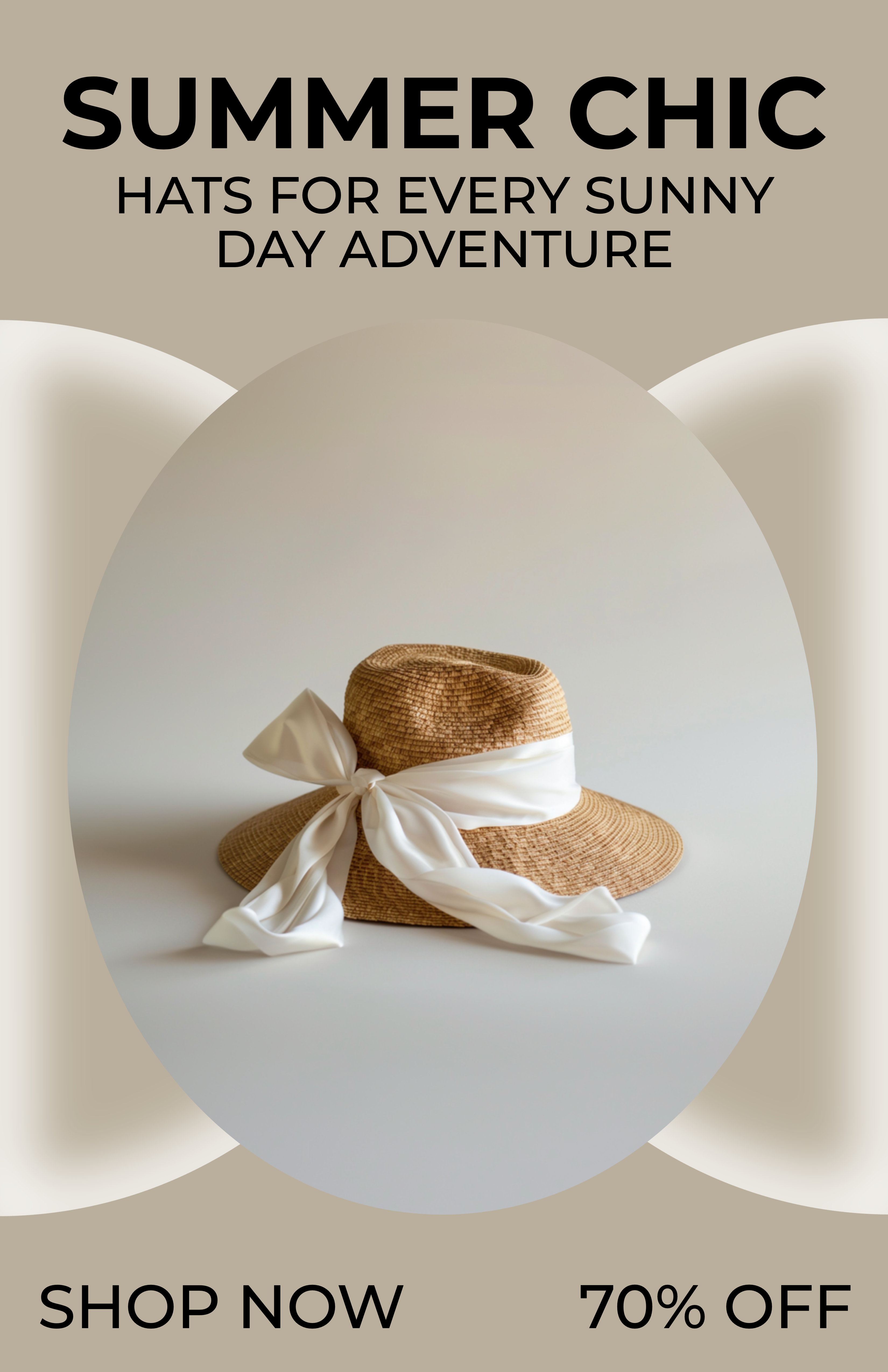 Template Stylish Summer Chic Straw Hat Poster