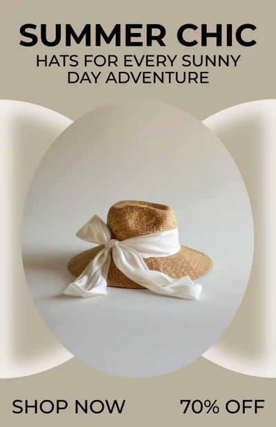Template Stylish Summer Chic Straw Hat Poster