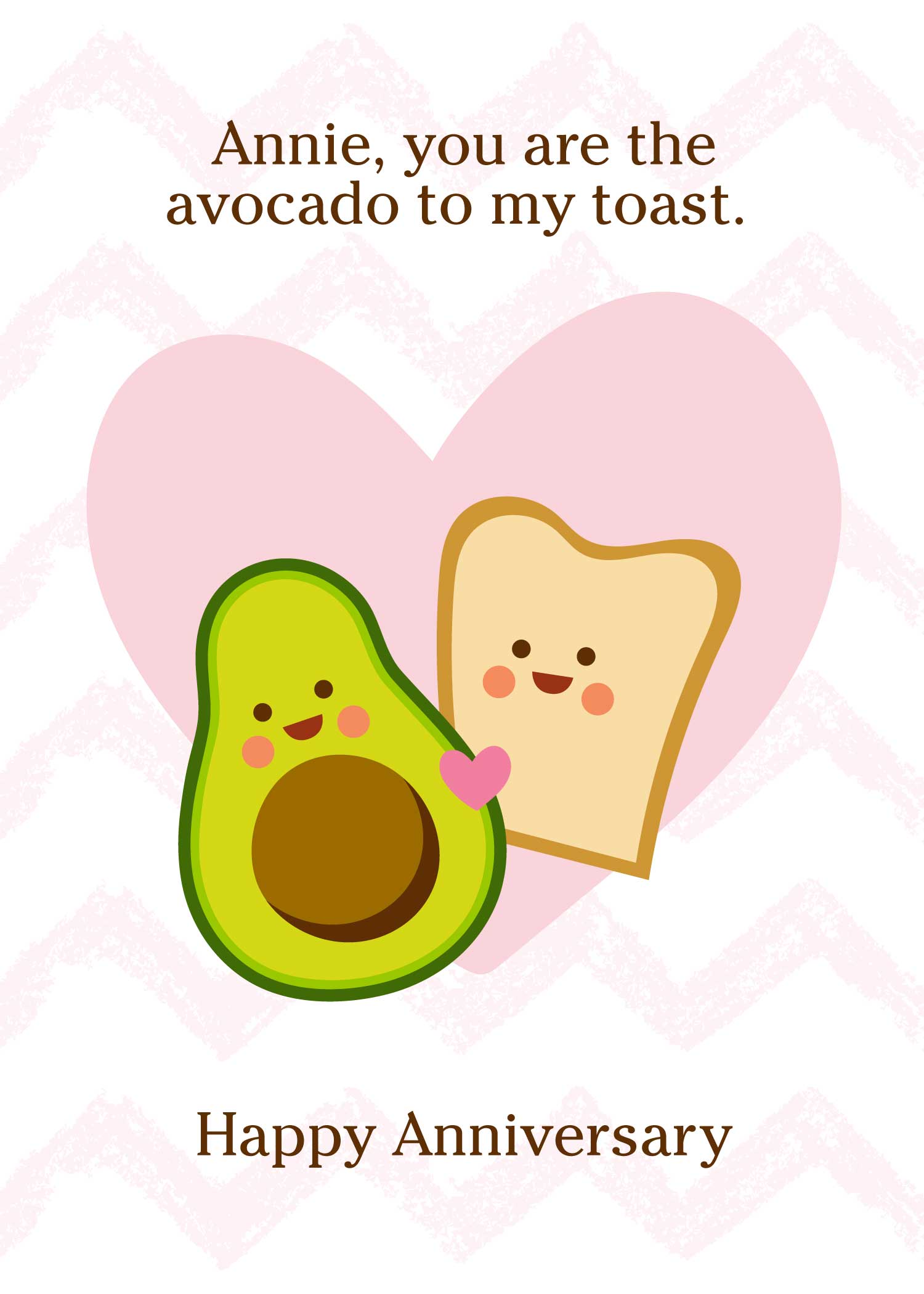 Cheerful Avocado Toast Anniversary Postcard Design