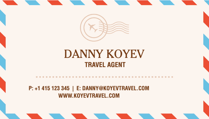 Travel Agent Business Card Design in Red and Blue