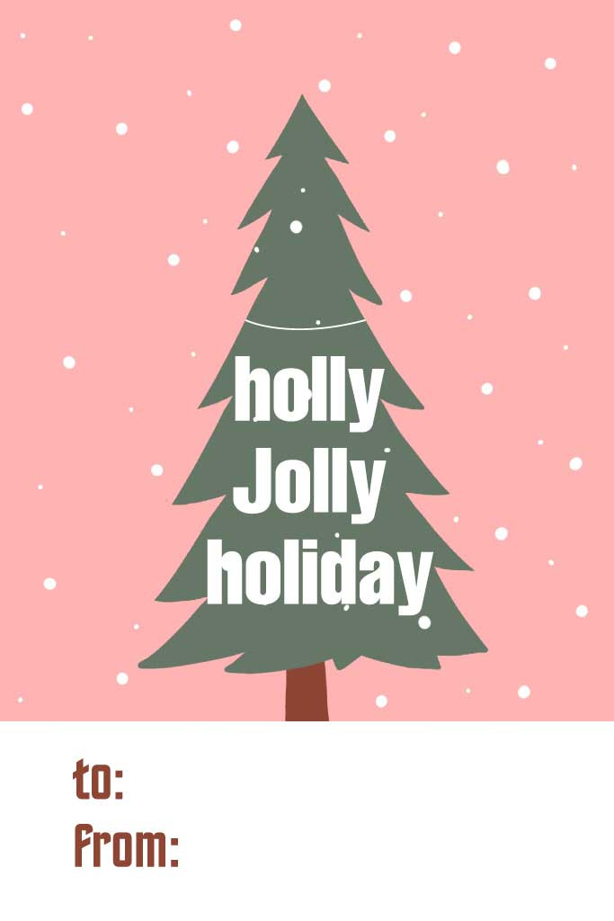 Template Charming Pink Christmas Tree Greeting Post
