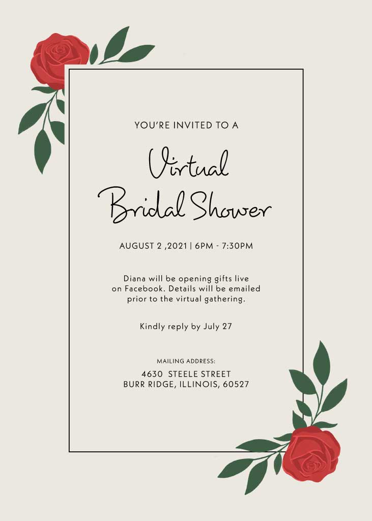Elegant Virtual Bridal Shower Invitation Post
