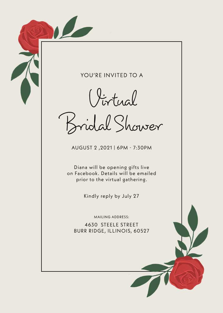 Template Elegant Virtual Bridal Shower Invitation Post