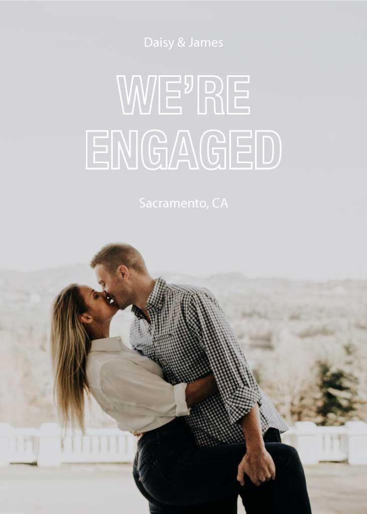 Template Elegant Engagement Announcement Post with Grey Tones