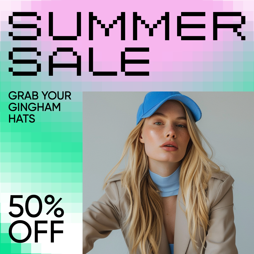 Vibrant Summer Sale Instagram Post in Teal and Pink