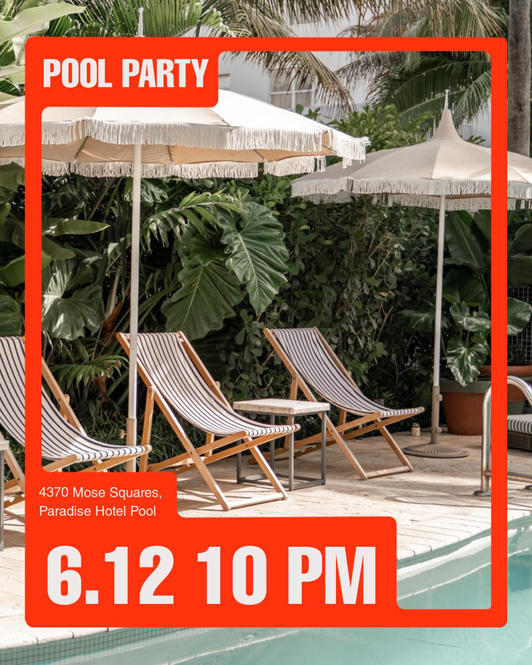 Sunny Orange Pool Party Poster Design