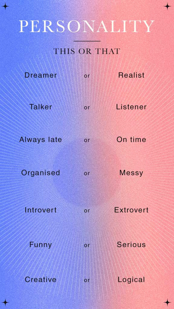 Template Vibrant Personality Quiz Post Template in Blue and Pink