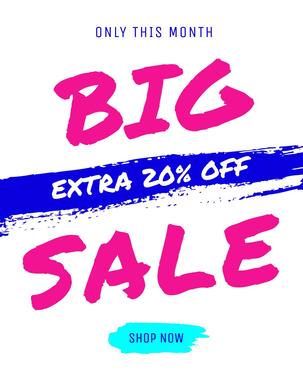 Big Sale Ad Poster with Vibrant Pink and Blue