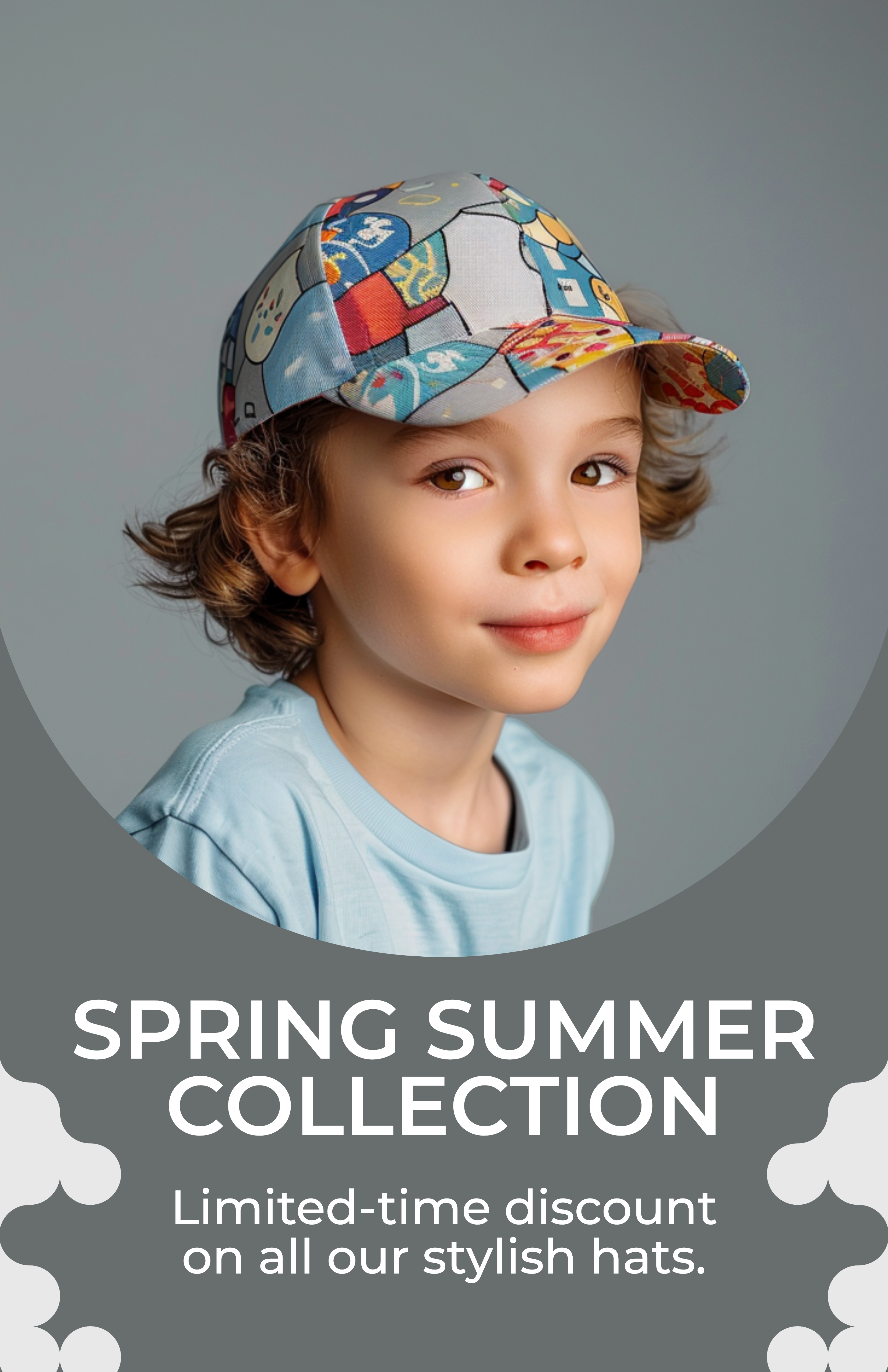Template Chic Grey Hat Poster for Spring Collection