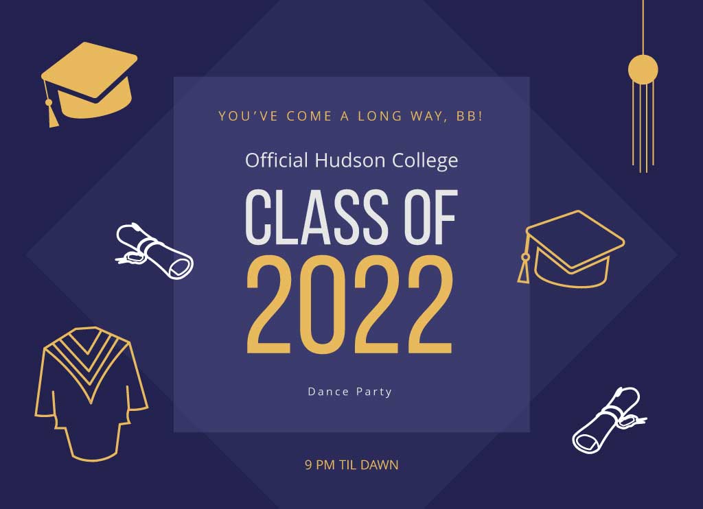 Elegant Navy Graduation Party Poster Design