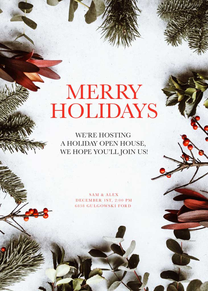 Template Cheerful Holiday Gathering Invitation Poster Red