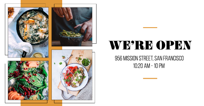 Template Welcoming Gourmet Restaurant Ad in Orange and White