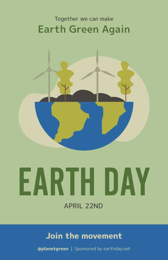 Template Earth Day Themed Poster in Sage and Blue