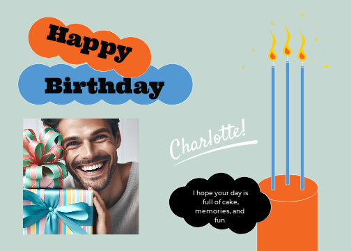 Vibrant Orange Blue Birthday Post Template