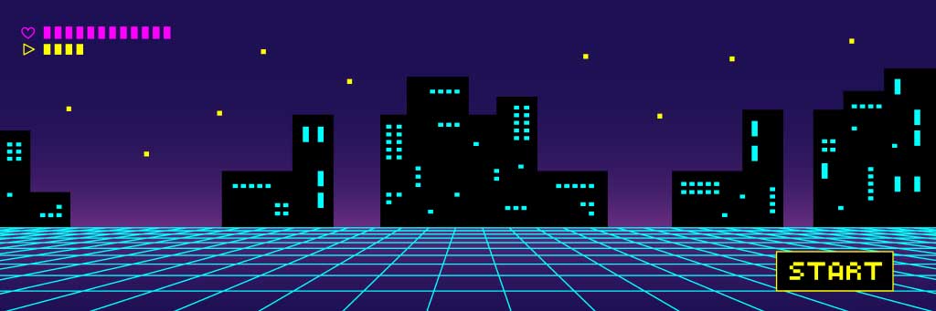 Retro Neon Grid Game Poster Design