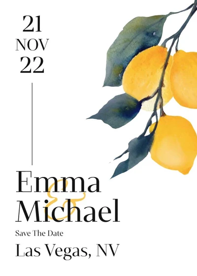 Template Elegant Lemon Wedding Save the Date Poster