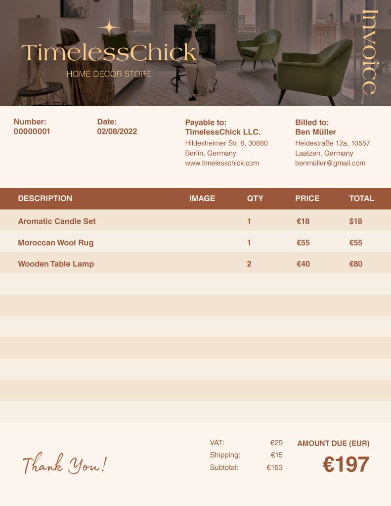 Elegant Olive Green Invoice Template Design