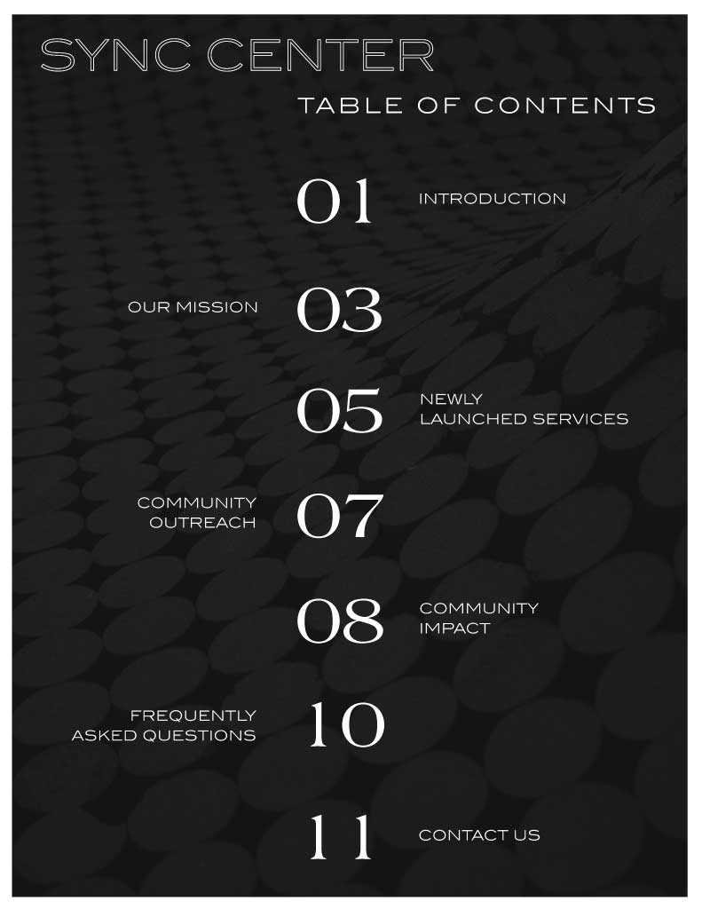 Template Sleek Black Table of Contents Poster Design