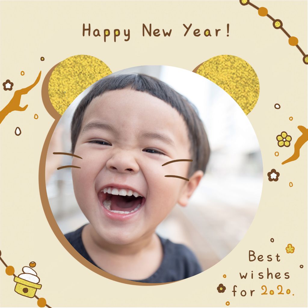 Cheerful New Year Celebration Post Template in Gold