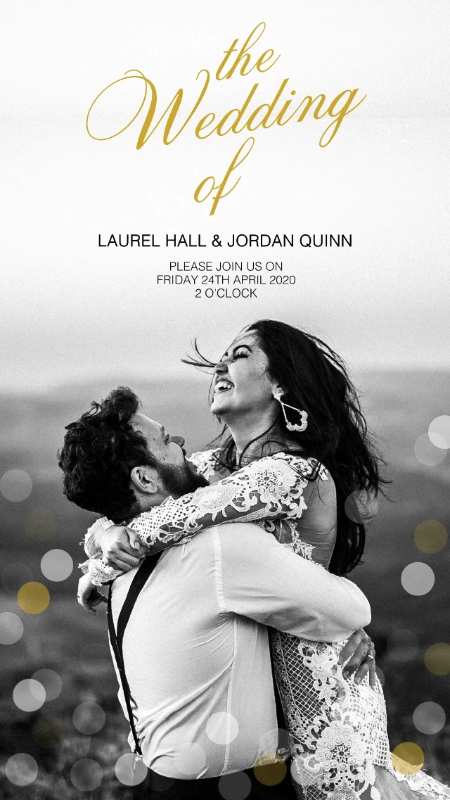 Template Elegant Gold and White Wedding Invitation Poster