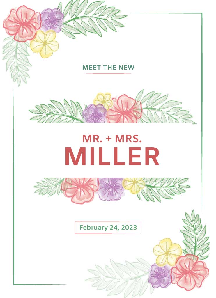 Elegant Floral Wedding Announcement Post Template