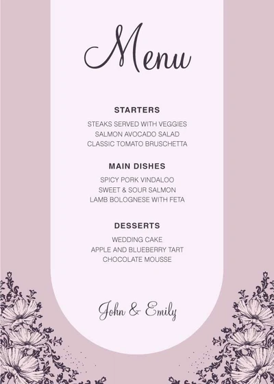 Template Elegant Pink Menu Template for Special Occasions