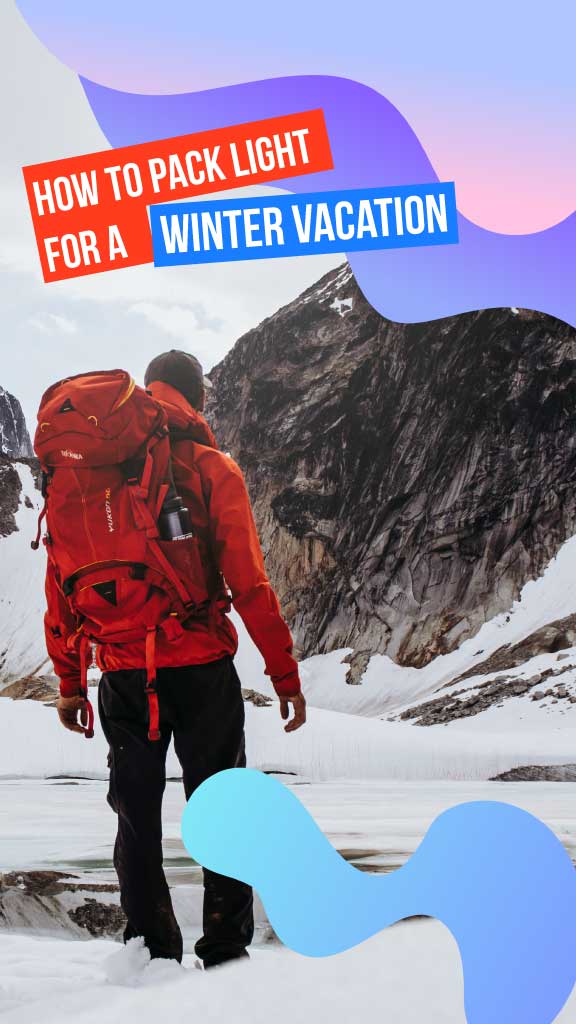 Winter Vacation Packing Guide Poster in Red and Blue