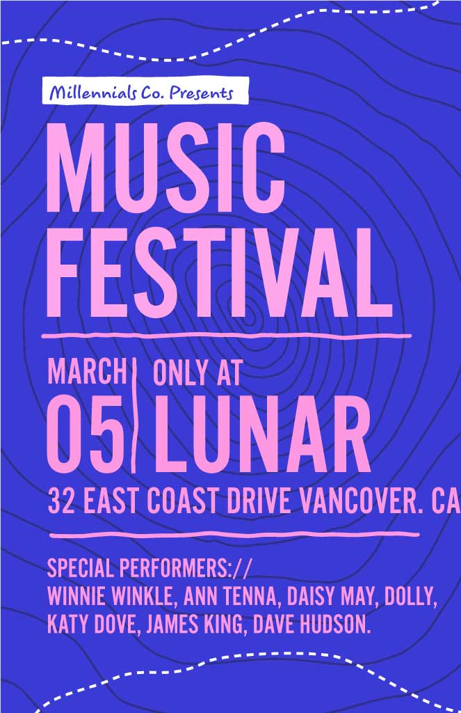 Template Vibrant Blue Music Festival Exciting Poster Design