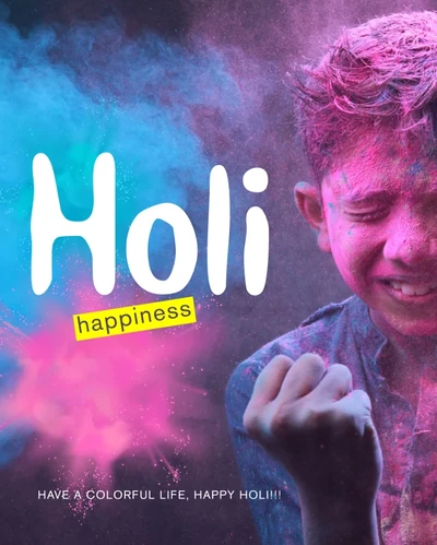 Template Colorful Holi Celebration Poster Design Pink Blue