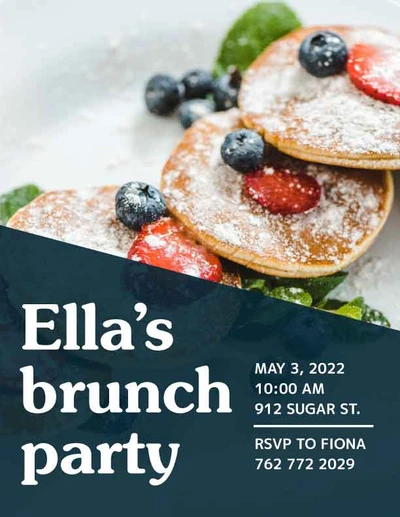 Template Elegant Blue Brunch Party Poster Design
